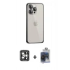 MARSİLYAN™- iPhone 15 Pro Max Kılıf Eksen Form Serisi - Siyah Vanessa Magic Cam + PVD Metal Kamera Lens - GI