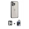 MARSİLYAN™- iPhone 15 Pro Max Kılıf Eksen Form Serisi - Siyah Vanessa Magic Cam + PVD Metal Kamera Lens - GS