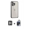MARSİLYAN™- iPhone 15 Pro Max Kılıf Eksen Form Serisi - Siyah Vanessa Magic Cam + PVD Metal Kamera Lens - SH