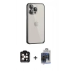 MARSİLYAN™- iPhone 15 Pro Max Kılıf Eksen Form Serisi - Siyah Vanessa Magic Cam + PVD Metal Kamera Lens - TU