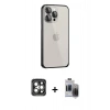 MARSİLYAN™- iPhone 15 Pro Max Kılıf Eksen Form Serisi - Siyah Vanessa Magic Hayalet Cam + PVD Metal Kamera Lens - GI