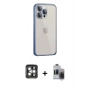 MARSİLYAN™- iPhone 15 Pro Max Kılıf Eksen Form Serisi - Siyah Vanessa Magic Hayalet Cam + PVD Metal Kamera Lens - GI