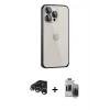 MARSİLYAN™- iPhone 15 Pro Max Kılıf Eksen Form Serisi - Siyah Vanessa Magic Hayalet Cam + Raze Metal Kamera Lens - GS