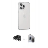 MARSİLYAN™- iPhone 15 Pro Max Kılıf Eksen Form Serisi - Siyah Vanessa Magic Hayalet Cam + Raze Metal Kamera Lens - GS