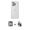 MARSİLYAN™- iPhone 15 Pro Max Kılıf Eksen Form Serisi - Siyah Vanessa Magic Hayalet Cam + PVD Metal Kamera Lens - GS