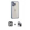MARSİLYAN™- iPhone 15 Pro Max Kılıf Eksen Form Serisi - Siyah Vanessa Magic Hayalet Cam + PVD Metal Kamera Lens - LT