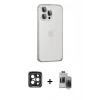 MARSİLYAN™- iPhone 15 Pro Max Kılıf Eksen Form Serisi - Siyah Vanessa Magic Hayalet Cam + PVD Metal Kamera Lens - SH