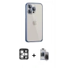 MARSİLYAN™- iPhone 15 Pro Max Kılıf Eksen Form Serisi - Siyah Vanessa Magic Hayalet Cam + PVD Metal Kamera Lens - GS
