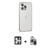 MARSİLYAN™- iPhone 15 Pro Max Kılıf Eksen Form Serisi - Siyah Vanessa Magic Hayalet Cam + PVD Metal Kamera Lens - GS