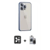 MARSİLYAN™- iPhone 15 Pro Max Kılıf Eksen Form Serisi - Siyah Vanessa Magic Hayalet Cam + PVD Metal Kamera Lens - SH