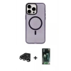 MARSİLYAN™- iPhone 15 Pro Max Kılıf Eksen Işık Prime - Şeffaf 360 Full Body Arka Koruyucu + Raze Metal Kamera Lens - TMGI