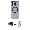 MARSİLYAN™- iPhone 15 Pro Max Kılıf Eksen Işık Prime - Şeffaf Pasifik Cam Ekran Koruyucu + Gümüş Raze Metal Kamera Lens