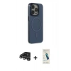 MARSİLYAN™- iPhone 15 Pro Max Kılıf Eksen Işık Prime - Şeffaf Pasifik Cam Ekran Koruyucu + Gümüş Raze Metal Kamera Lens