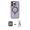 MARSİLYAN™- iPhone 15 Pro Max Kılıf Eksen Işık Prime - Şeffaf Pasifik Cam Ekran Koruyucu + PVD Metal Kamera Lens - SH