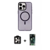 MARSİLYAN™- iPhone 15 Pro Max Kılıf Eksen Işık Prime - Siyah 360 Mat Full Body Arka Koruyucu + PVD Metal Kamera Lens - TU