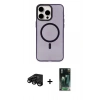 MARSİLYAN™- iPhone 15 Pro Max Kılıf Eksen Işık Prime - Siyah 360 Mat Full Body Arka Koruyucu + Raze Metal Kamera Lens - SH