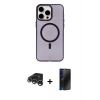 MARSİLYAN™- iPhone 15 Pro Max Kılıf Eksen Işık Prime - Siyah 3D Antistatik Hayalet Cam Ekran Koruyucu + Raze Metal Kamera Lens - GS