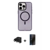 MARSİLYAN™- iPhone 15 Pro Max Kılıf Eksen Işık Prime - Siyah 3D Antistatik Hayalet Cam Ekran Koruyucu + Raze Metal Kamera Lens - SH
