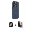 MARSİLYAN™- iPhone 15 Pro Max Kılıf Eksen Işık Prime - Siyah 3D Antistatik Mat Seramik Nano Ekran Koruyucu + PVD Metal Kamera Lens - TU