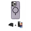 MARSİLYAN™- iPhone 15 Pro Max Kılıf Eksen Işık Prime - Siyah 3D Antistatik Mat Seramik Nano Ekran Koruyucu + Raze Metal Kamera Lens - SH