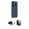 MARSİLYAN™- iPhone 15 Pro Max Kılıf Eksen Işık Prime - Siyah 3D Antistatik Mat Seramik Nano Ekran Koruyucu + Raze Metal Kamera Lens - LT