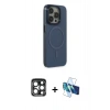 MARSİLYAN™- iPhone 15 Pro Max Kılıf Eksen Işık Prime - Siyah 3D Antistatik Seramik Nano Ekran Koruyucu + PVD Metal Kamera Lens - LT
