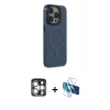 MARSİLYAN™- iPhone 15 Pro Max Kılıf Eksen Işık Prime - Siyah 3D Antistatik Seramik Nano Ekran Koruyucu + PVD Metal Kamera Lens - GS