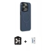 MARSİLYAN™- iPhone 15 Pro Max Kılıf Eksen Işık Prime - Siyah Bilvis 0.18mm Plus Cam Ekran Koruyucu + PVD Metal Kamera Lens - TU