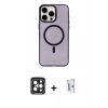 MARSİLYAN™- iPhone 15 Pro Max Kılıf Eksen Işık Prime - Siyah Bilvis 0.18mm Plus Cam Ekran Koruyucu + Siyah PVD Metal Kamera Lens