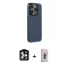 MARSİLYAN™- iPhone 15 Pro Max Kılıf Eksen Işık Prime - Siyah Bilvis 3D Cam Ekran Koruyucu + PVD Metal Kamera Lens - TU