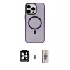 MARSİLYAN™- iPhone 15 Pro Max Kılıf Eksen Işık Prime - Siyah Bilvis 3D Cam Ekran Koruyucu + PVD Metal Kamera Lens - TU
