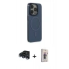 MARSİLYAN™- iPhone 15 Pro Max Kılıf Eksen Işık Prime - Siyah Bilvis 3D Cam Ekran Koruyucu + Raze Metal Kamera Lens - LT