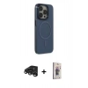 MARSİLYAN™- iPhone 15 Pro Max Kılıf Eksen Işık Prime - Siyah Bilvis 3D Cam Ekran Koruyucu + Raze Metal Kamera Lens - TMGI