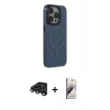 MARSİLYAN™- iPhone 15 Pro Max Kılıf Eksen Işık Prime - Siyah Bilvis 3D Mat Cam Ekran Koruyucu + Raze Metal Kamera Lens - TMGI