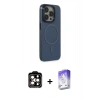 MARSİLYAN™- iPhone 15 Pro Max Kılıf Eksen Işık Prime - Siyah Bilvis 5in1 3D Magic Cam Ekran Koruyucu + PVD Metal Kamera Lens - TU