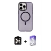 MARSİLYAN™- iPhone 15 Pro Max Kılıf Eksen Işık Prime - Siyah Bilvis 5in1 3D Magic Cam Ekran Koruyucu + PVD Metal Kamera Lens - TU