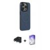 MARSİLYAN™- iPhone 15 Pro Max Kılıf Eksen Işık Prime - Siyah Bilvis 5in1 3D Magic Cam Ekran Koruyucu + Raze Metal Kamera Lens - LT