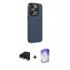 MARSİLYAN™- iPhone 15 Pro Max Kılıf Eksen Işık Prime - Siyah Bilvis 5in1 3D Magic Cam Ekran Koruyucu + Raze Metal Kamera Lens - SH