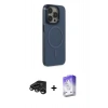 MARSİLYAN™- iPhone 15 Pro Max Kılıf Eksen Işık Prime - Siyah Bilvis 5in1 3D Magic Cam Ekran Koruyucu + Titanyum Gri Raze Metal Kamera Lens