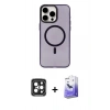 MARSİLYAN™- iPhone 15 Pro Max Kılıf Eksen Işık Prime - Siyah Bilvis 5in1 5D Magic Hayalet Cam Ekran Koruyucu + Siyah PVD Metal Kamera Lens