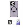 MARSİLYAN™- iPhone 15 Pro Max Kılıf Eksen Işık Prime - Siyah Bilvis 5in1 5D Magic Hayalet Cam Ekran Koruyucu + PVD Metal Kamera Lens - GI