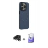 MARSİLYAN™- iPhone 15 Pro Max Kılıf Eksen Işık Prime - Siyah Bilvis 5in1 5D Magic Hayalet Cam Ekran Koruyucu + Raze Metal Kamera Lens - GS