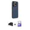 MARSİLYAN™- iPhone 15 Pro Max Kılıf Eksen Işık Prime - Siyah Bilvis 5in1 5D Magic Hayalet Cam Ekran Koruyucu + Raze Metal Kamera Lens - TMGI