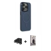 MARSİLYAN™- iPhone 15 Pro Max Kılıf Eksen Işık Prime - Siyah Bilvis Hayalet Cam Ekran Koruyucu + Raze Metal Kamera Lens - TMGI