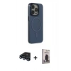 MARSİLYAN™- iPhone 15 Pro Max Kılıf Eksen Işık Prime - Siyah Bilvis Hayalet Cam Ekran Koruyucu + Raze Metal Kamera Lens - LT