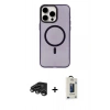 MARSİLYAN™- iPhone 15 Pro Max Kılıf Eksen Işık Prime - Siyah Bilvis Hayalet Cam Ekran Koruyucu + Raze Metal Kamera Lens - TMGI