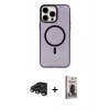 MARSİLYAN™- iPhone 15 Pro Max Kılıf Eksen Işık Prime - Siyah Bilvis Hayalet Cam Ekran Koruyucu + Raze Metal Kamera Lens - TMGI