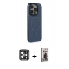 MARSİLYAN™- iPhone 15 Pro Max Kılıf Eksen Işık Prime - Siyah Bilvis Hayalet Cam Ekran Koruyucu + Siyah PVD Metal Kamera Lens