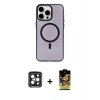 MARSİLYAN™- iPhone 15 Pro Max Kılıf Eksen Işık Prime - Siyah Buffer Cam Ekran Koruyucu + PVD Metal Kamera Lens - SH