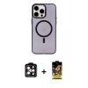 MARSİLYAN™- iPhone 15 Pro Max Kılıf Eksen Işık Prime - Siyah Buffer Cam Ekran Koruyucu + PVD Metal Kamera Lens - TU